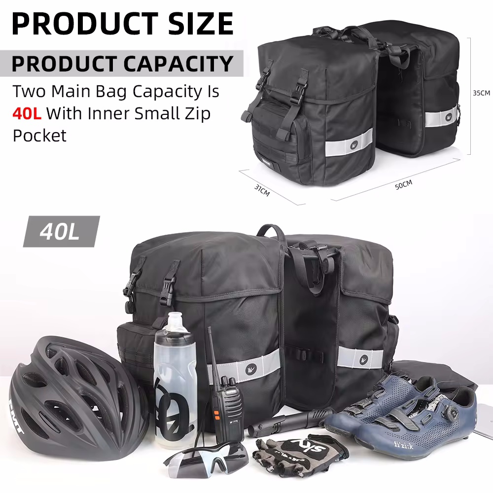40L Bicycle Pannier Bag 2 in 1 - đánh giá và giá Panniers Waterproof Rear