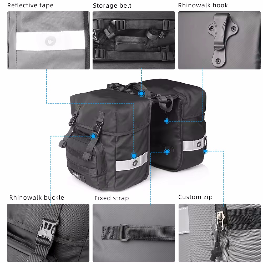 40L Bicycle Pannier Bag 2 in 1 - đánh giá và giá Panniers Waterproof Rear